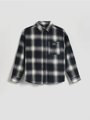 Reserved - Bawełniana koszula w kratę - czarny