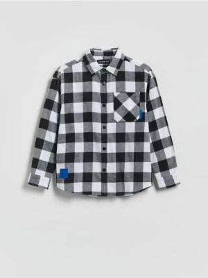 Reserved - Bawełniana koszula w kratę - czarny