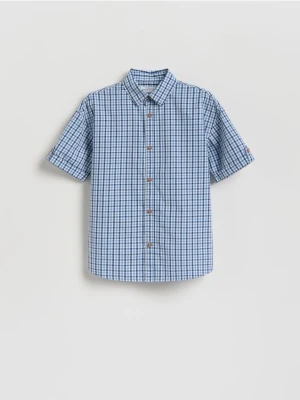 Reserved - Bawełniana koszula w kratę - granatowy