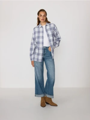 Reserved - Bawełniana koszula w kratę - jasnoniebieski