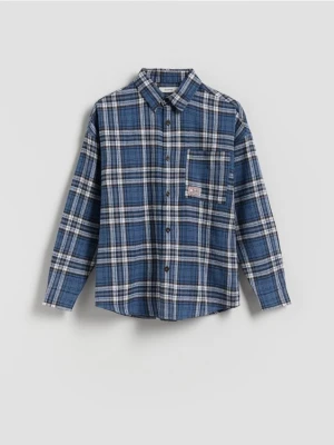 Reserved - Bawełniana koszula w kratę - jasnoniebieski