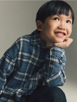 Reserved - Bawełniana koszula w kratę - jasnoniebieski