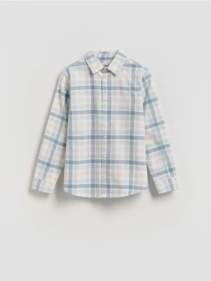 Reserved - Bawełniana koszula w kratę - jasnoniebieski