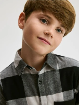 Reserved - Bawełniana koszula w kratę - jasnoszary