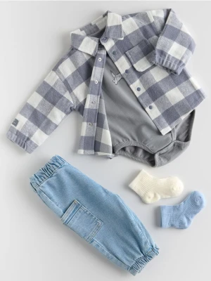 Reserved - Bawełniana koszula w kratę - jasnoszary