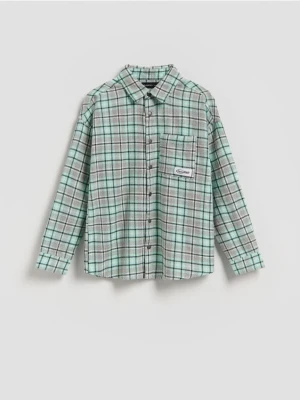Reserved - Bawełniana koszula w kratę - jasnoturkusowy