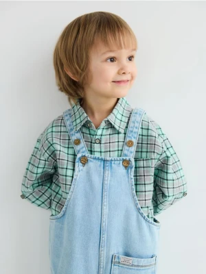 Reserved - Bawełniana koszula w kratę - jasnoturkusowy