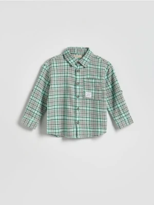 Reserved - Bawełniana koszula w kratę - jasnoturkusowy