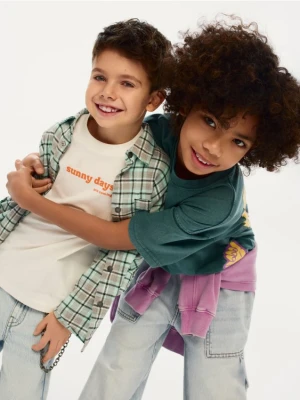 Reserved - Bawełniana koszula w kratę - jasnoturkusowy