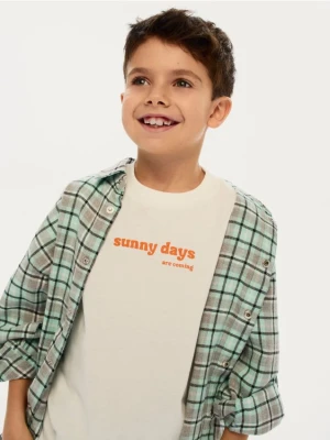 Reserved - Bawełniana koszula w kratę - jasnoturkusowy