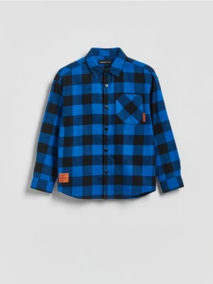 Reserved - Bawełniana koszula w kratę - niebieski