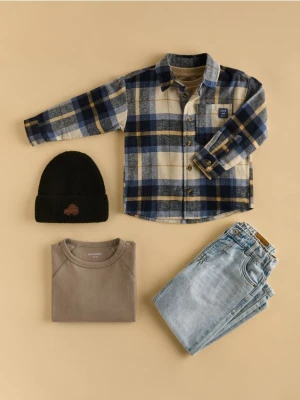 Reserved - Bawełniana koszula w kratę - niebieski