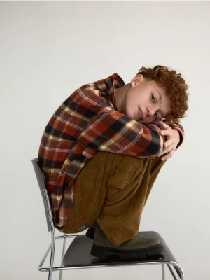 Reserved - Bawełniana koszula w kratę - pomarańczowy