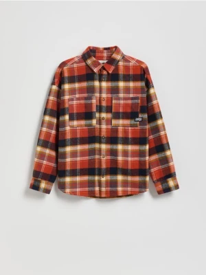 Reserved - Bawełniana koszula w kratę - pomarańczowy