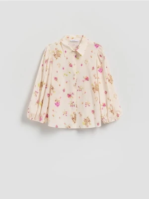 Reserved - Bawełniana koszula w kwiaty - różowy