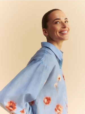 Reserved - Bawełniana koszula w kwiaty - wielobarwny