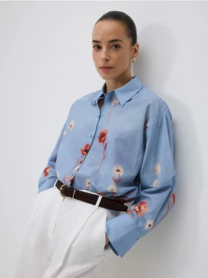 Reserved - Bawełniana koszula w kwiaty - wielobarwny