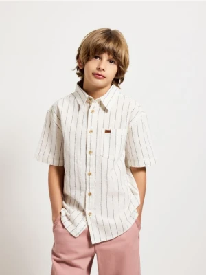 Reserved - Bawełniana koszula w paski - biały