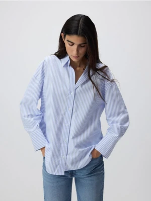 Reserved - Bawełniana koszula w paski - jasnoniebieski