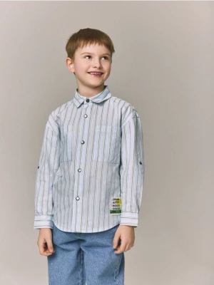 Reserved - Bawełniana koszula w paski - jasnoniebieski