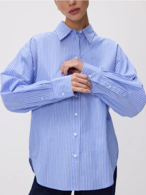 Reserved - Bawełniana koszula w paski - jasnoniebieski