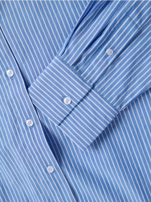 Reserved - Bawełniana koszula w paski - jasnoniebieski