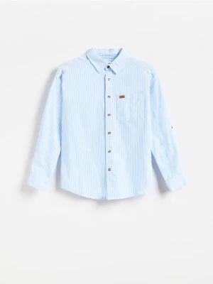 Reserved - Bawełniana koszula w paski - jasnoniebieski