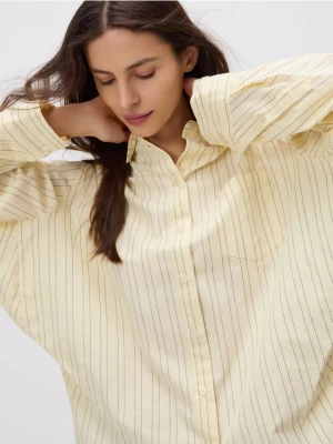 Reserved - Bawełniana koszula w paski - jasnożółty