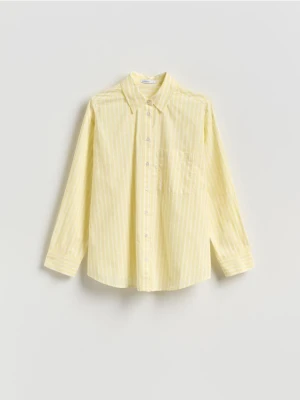 Reserved - Bawełniana koszula w paski - jasnożółty