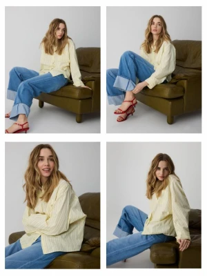 Reserved - Bawełniana koszula w paski - jasnożółty