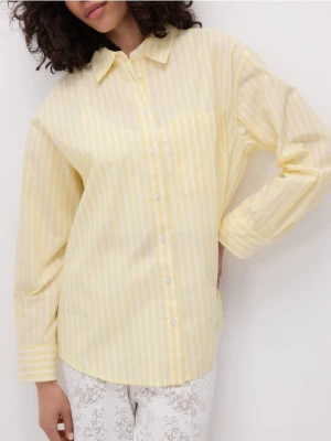 Reserved - Bawełniana koszula w paski - jasnożółty