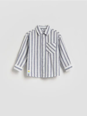 Reserved - Bawełniana koszula w paski - złamana biel