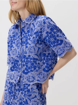 Reserved - Bawełniana koszula z haftem - wielobarwny