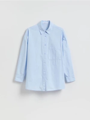 Reserved - Bawełniana koszula z kieszenią - jasnoniebieski