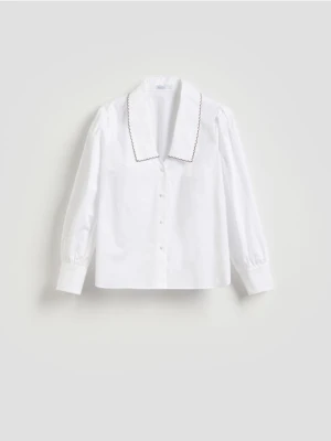 Reserved - Bawełniana koszula z kołnierzykiem - biały