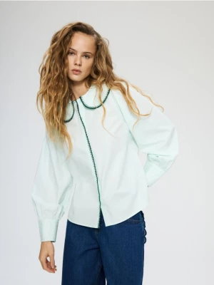 Reserved - Bawełniana koszula z kołnierzykiem - jasnozielony