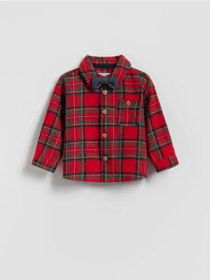 Reserved - Bawełniana koszula z muszką - czerwony