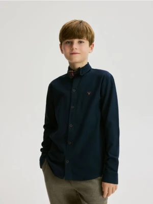 Reserved - Bawełniana koszula z muszką - granatowy