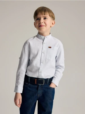 Reserved - Bawełniana koszula ze stójką - jasnoniebieski