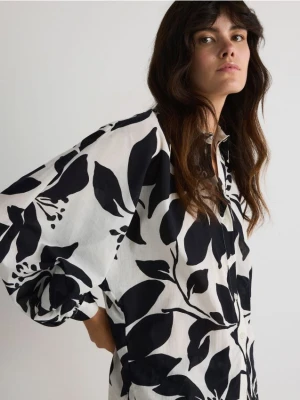 Reserved - Bawełniana koszula ze wzorem - wielobarwny