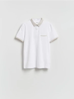 Reserved - Bawełniana koszulka polo slim - biały