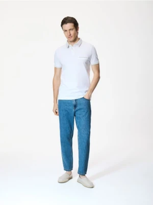 Reserved - Bawełniana koszulka polo slim - biały