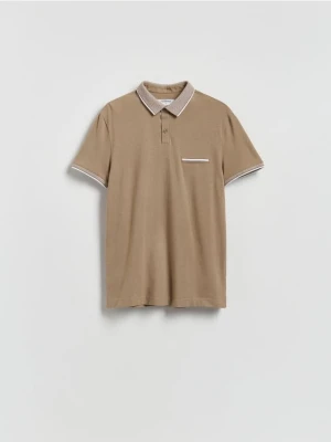 Reserved - Bawełniana koszulka polo slim - brązowy