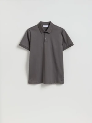 Reserved - Bawełniana koszulka polo slim - ciemnoszary