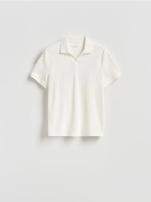 Reserved - Bawełniana koszulka polo - złamana biel