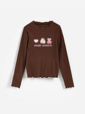 Reserved - Bawełniana koszulka Pusheen - brązowy