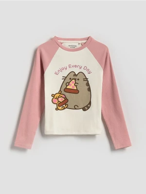 Reserved - Bawełniana koszulka Pusheen - brudny róż