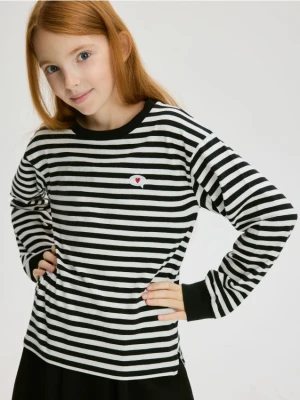 Reserved - Bawełniana koszulka z haftem - czarny