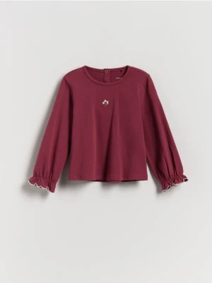 Reserved - Bawełniana koszulka z haftem - karminowy