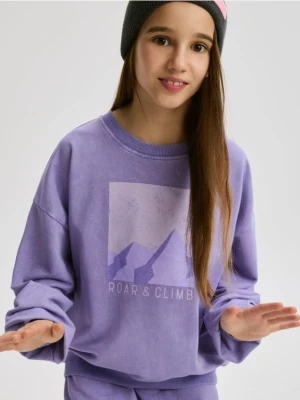 Reserved - Bawełniana koszulka z nadrukiem - fioletowy